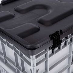 DP.210.100.03 Kapalı Tip Tekerlekli Plastik Konteyner Kasa (Menteşe Kapaklı)