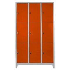 DP.40.100.31 Dokuzlu Plus Personel Soyunma Dolabı Gri-Turuncu