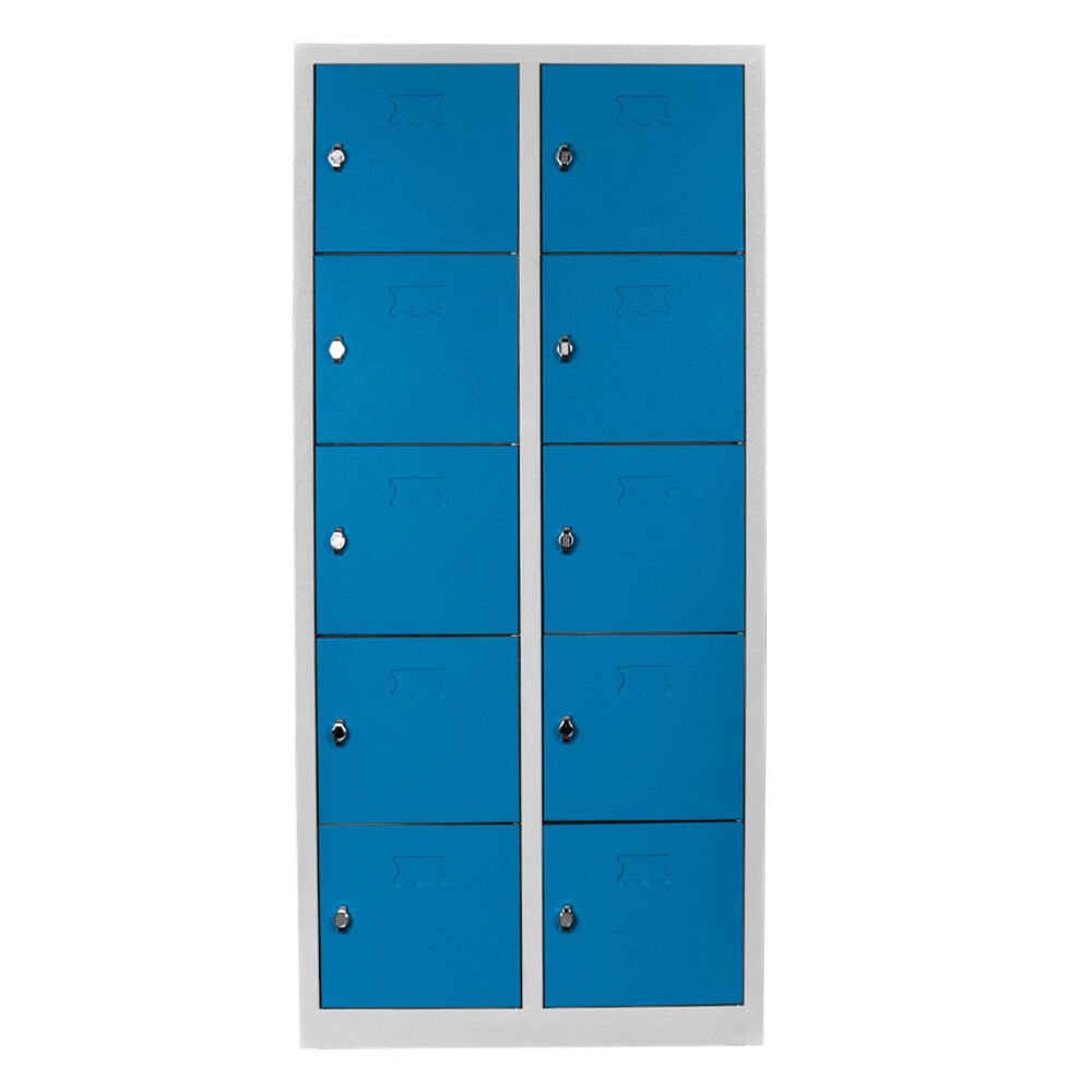 DP.55.100.03 On Gözlü Öğrenci ve Öğretmen Dolabı Gri-Mavi