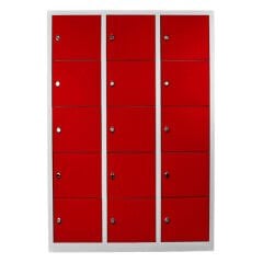 DP.55.100.09 On Beş Gözlü Öğrenci ve Öğretmen Dolabı Gri-Kırmızı