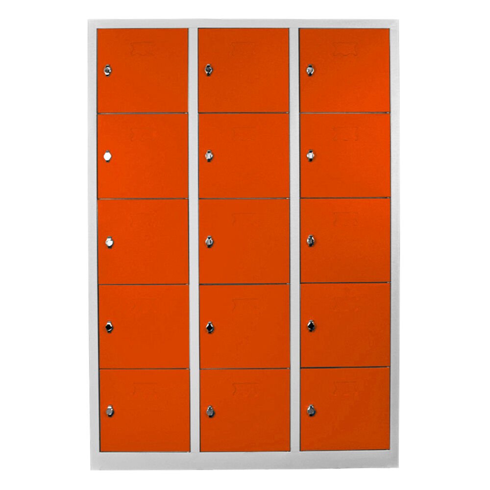 DP.55.100.12 On Beş Gözlü Öğrenci ve Öğretmen Dolabı Gri-Turuncu