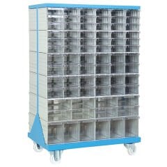 DP.205.100.01 Plastik Çekmeceli Tekerlekli Çift Yönlü Metal Dolap